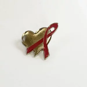 Pink Heart Ribbon Brooch